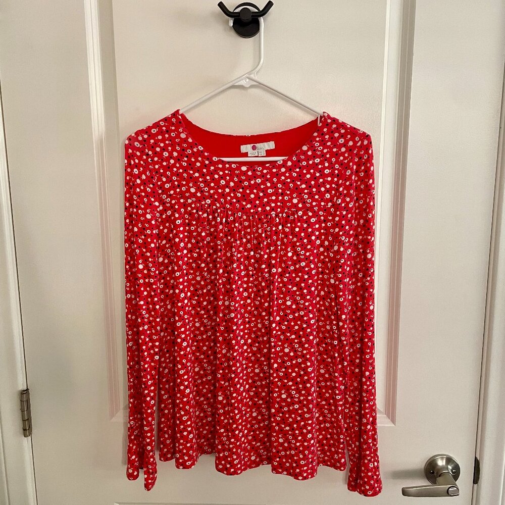 Boden Red Floral Long Sleeve Top, US 2